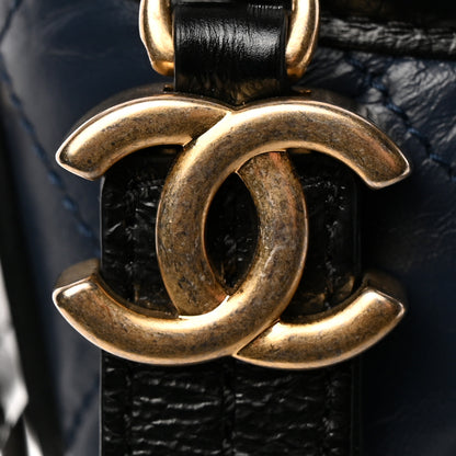 Chanel Aged Calfskin Quilted Small Gabrielle Hobo Navy Black 14 of 14