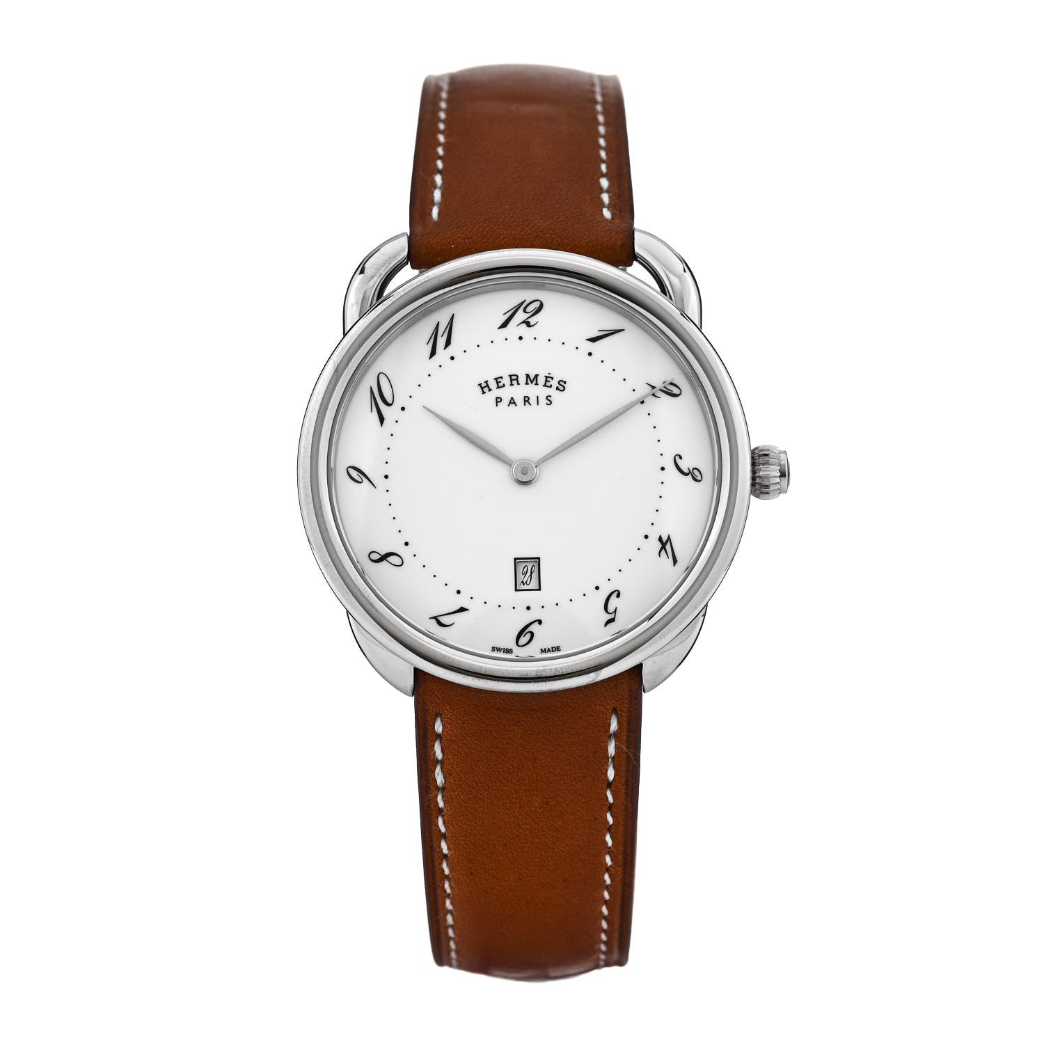 Hermes Stainless Steel Barenia 40mm Arceau Quartz Watch Fauve 1 of 5