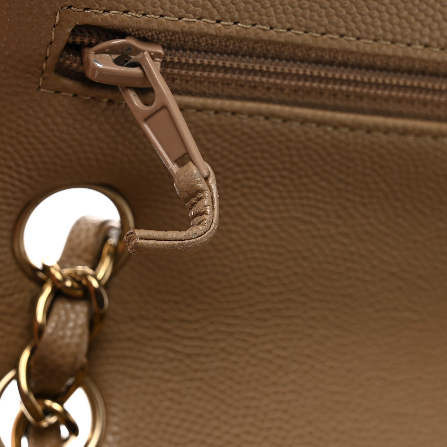 Caviar Quilted Small Double Flap Dark Beige