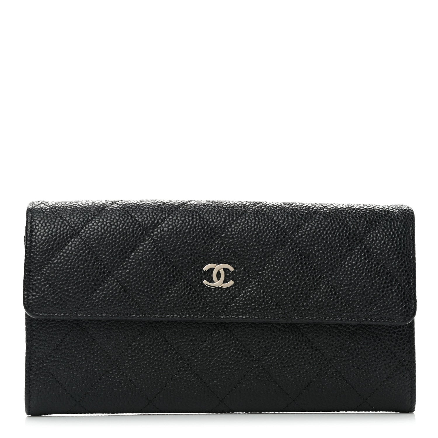Chanel Caviar Quilted Large Gusset Flap Wallet Black 1 of 8