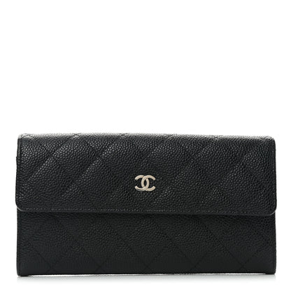 Chanel Caviar Quilted Large Gusset Flap Wallet Black 1 of 8