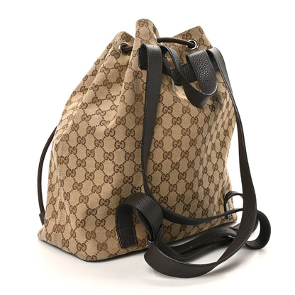 Gucci Monogram Dollar Calfskin O Drawstring Backpack Beige Ebony Testa di Moro Dark Chocolate 3 of 10