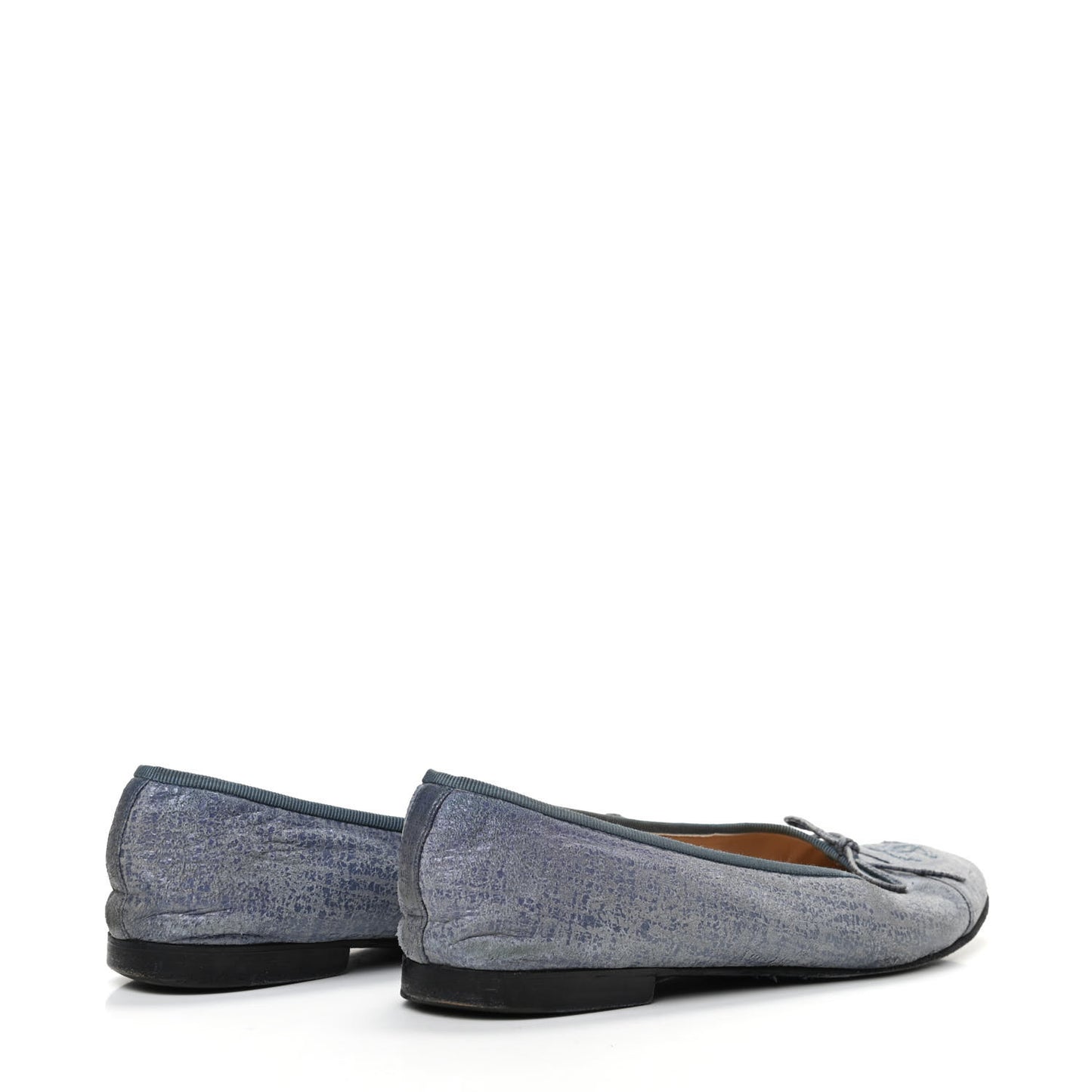 Iridescent Calfskin Cap Toe CC Ballerina Flats 39.5 Blue