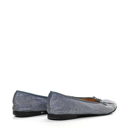 Chanel Iridescent Calfskin Cap Toe CC Ballerina Flats 39.5 Blue 4 of 12