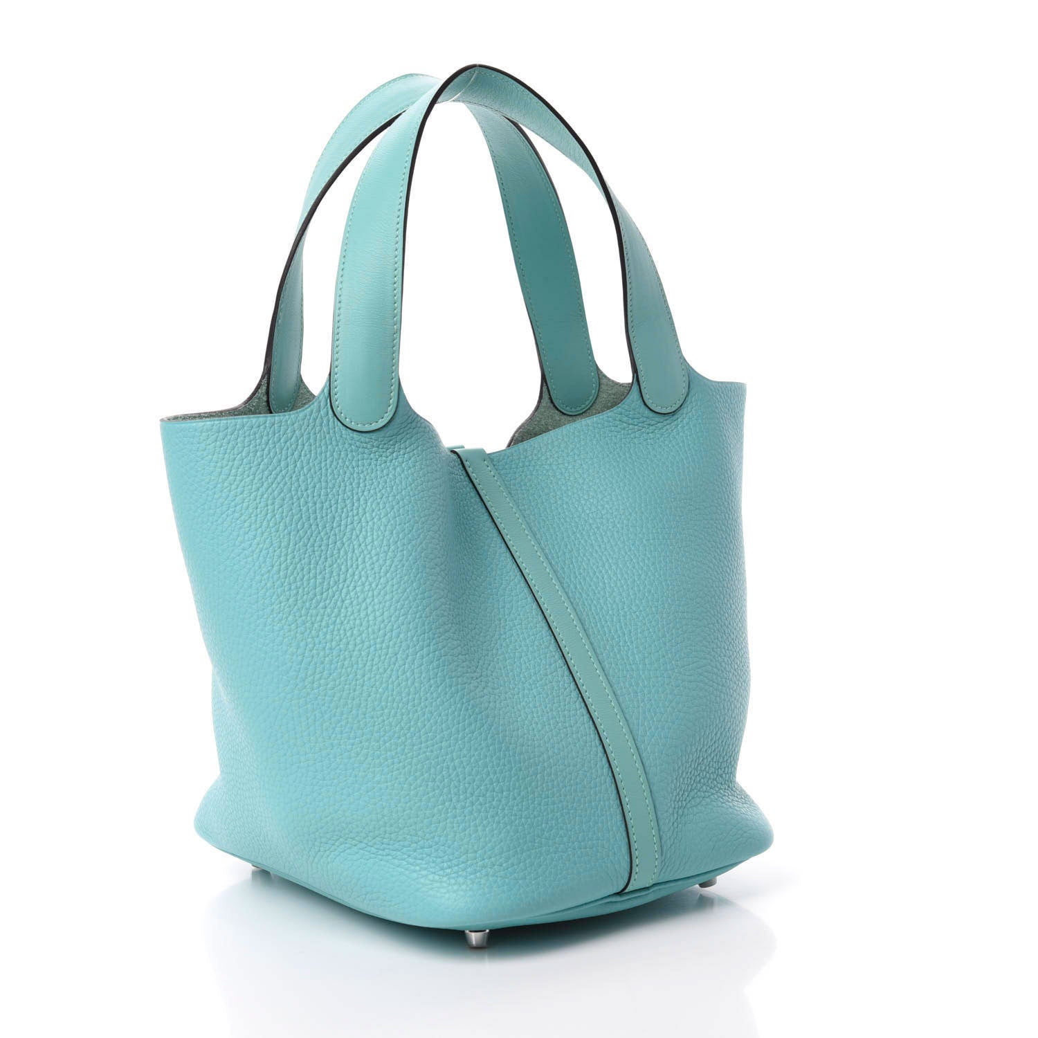 Hermes Taurillon Clemence Swift Picotin Lock 22 MM Bleu Atoll 3 of 11