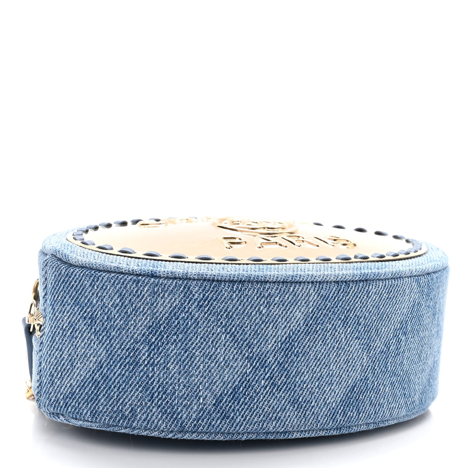Chanel Denim Printed Chain Clutch Dark Blue 4 of 9