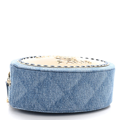 Chanel Denim Printed Chain Clutch Dark Blue 4 of 9