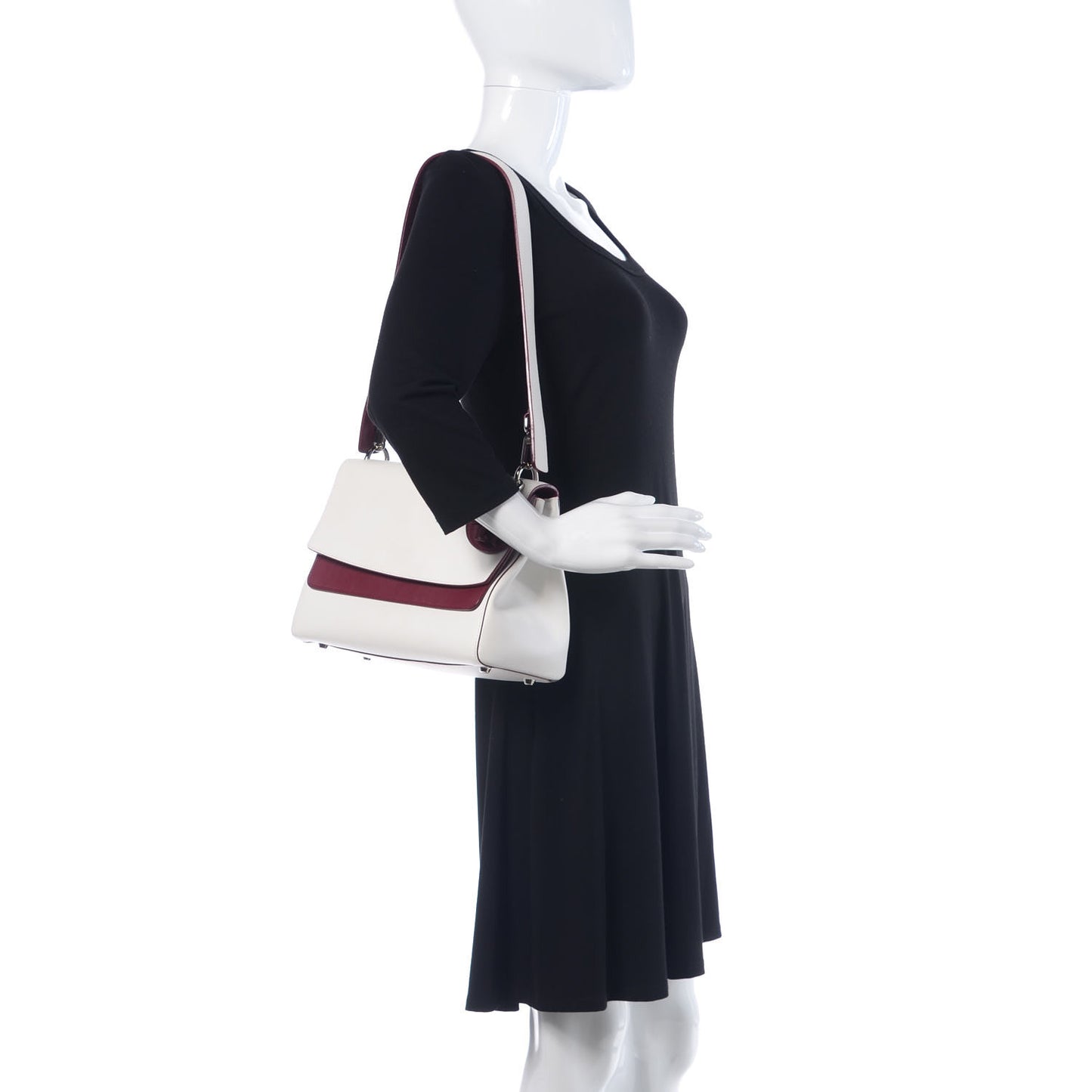Calfskin Be Dior Double Flap White Burgundy