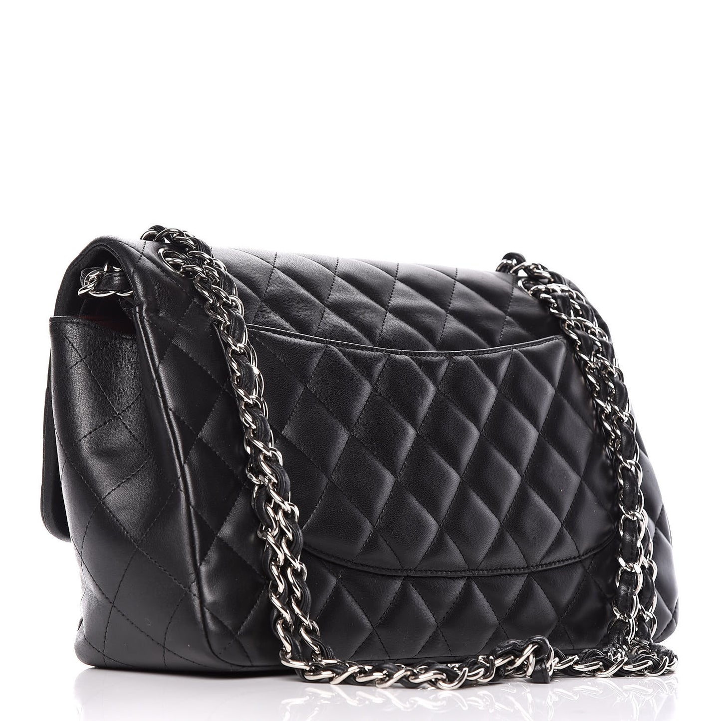 Lambskin Quilted Jumbo Double Flap Black