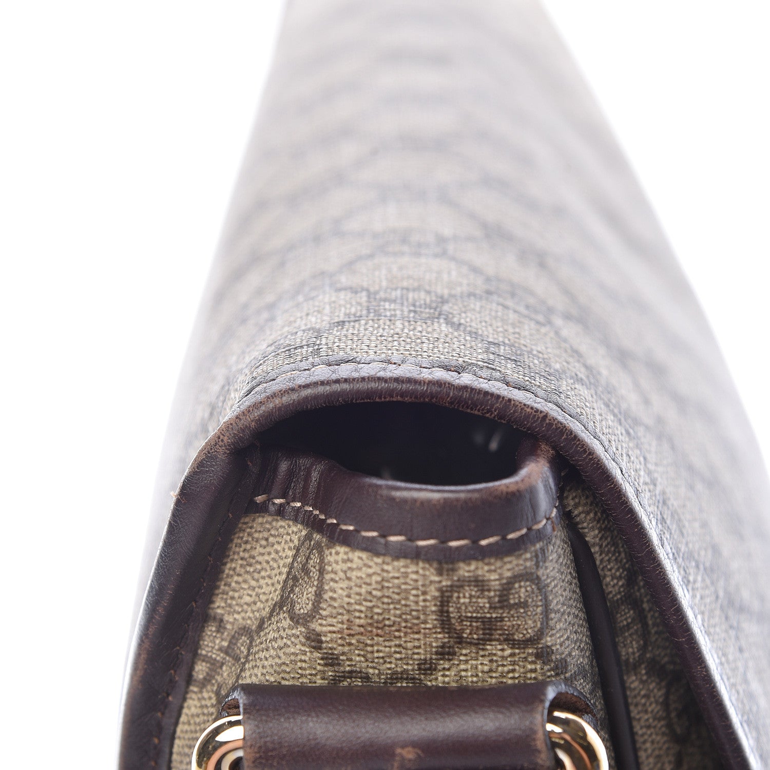 Gucci GG Plus Monogram Medium Double Buckle Flap Messenger Bag Beige Dark Brown 18 of 19