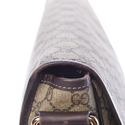 Gucci GG Plus Monogram Medium Double Buckle Flap Messenger Bag Beige Dark Brown 18 of 19