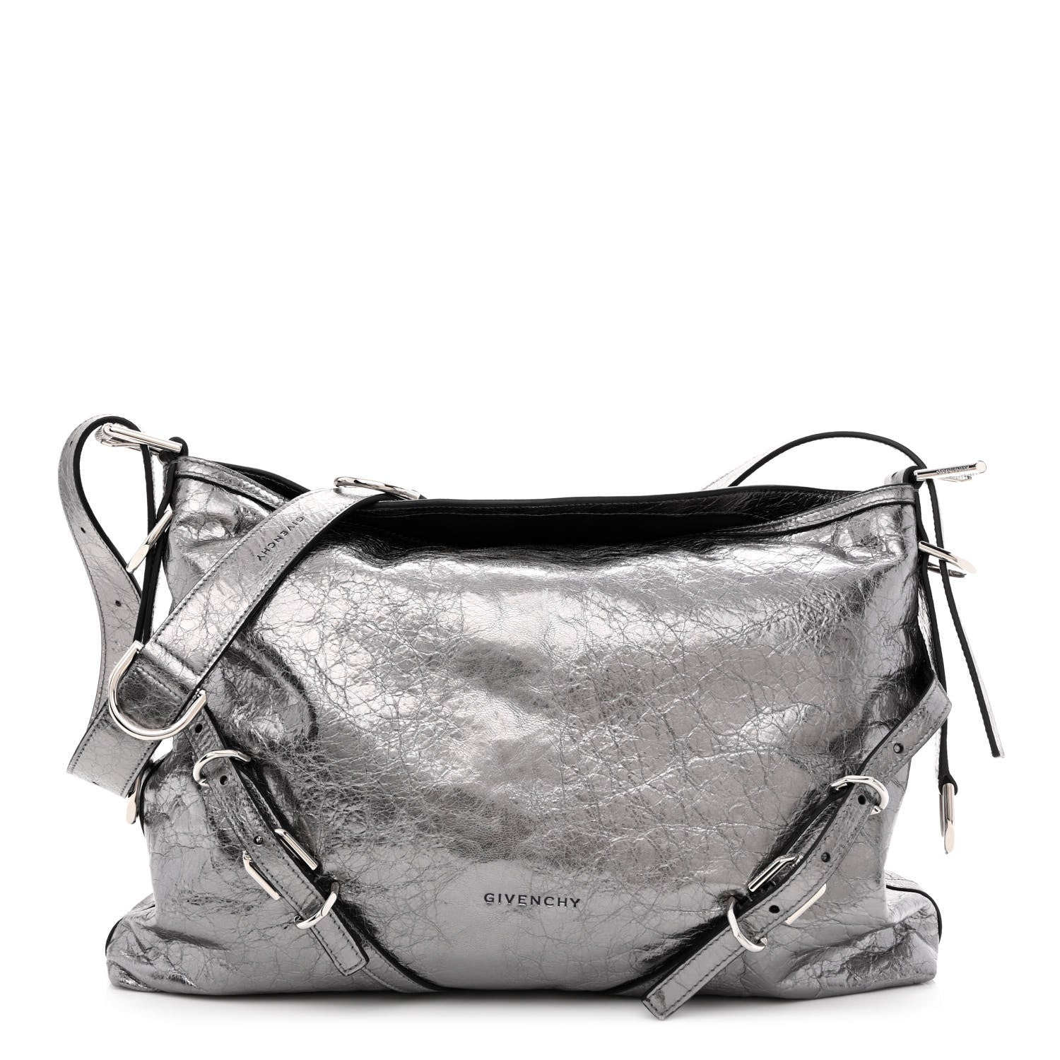 Givenchy Metallic Calfskin Medium Voyou Bag Silver 1 of 10