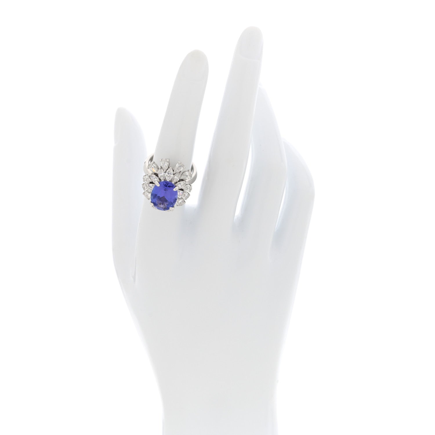 Parker & West by FASHIONPHILE 18K White Gold Diamond Tanzanite Oval Cocktail Ring 53 6.5 2 of 9