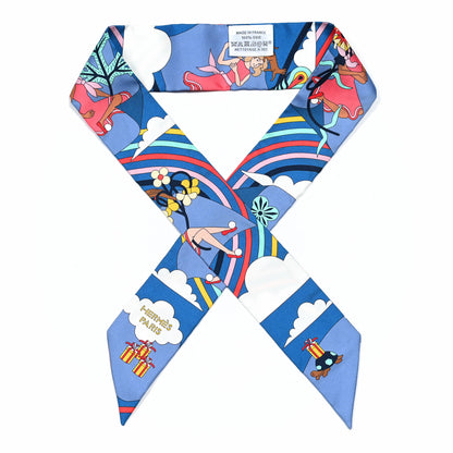 Hermes Silk Carres Volants Twilly Bleu Jaune Vif Multicolor 1 of 5