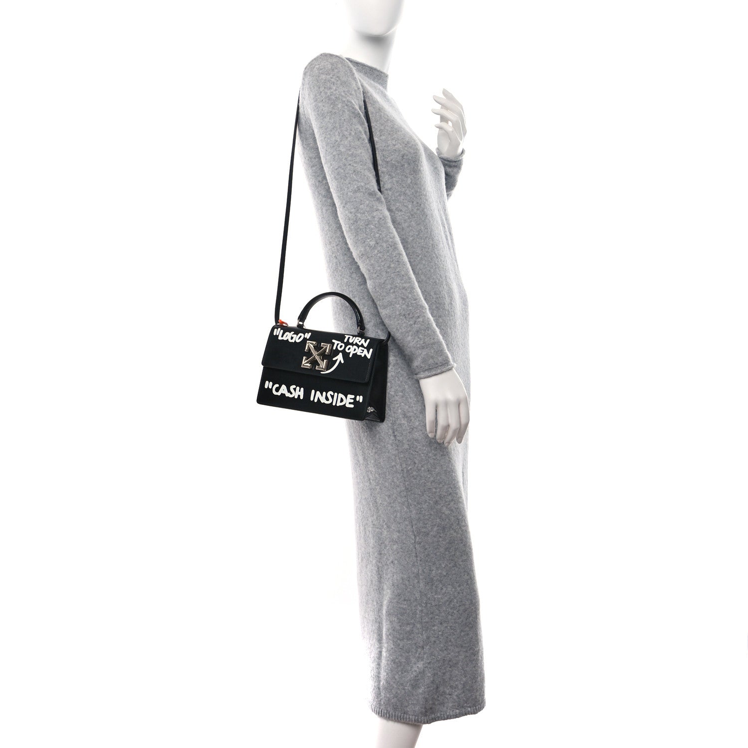 Off-White Calfskin Cash Jitney 1.4 Shoulder Bag Black 2 of 10