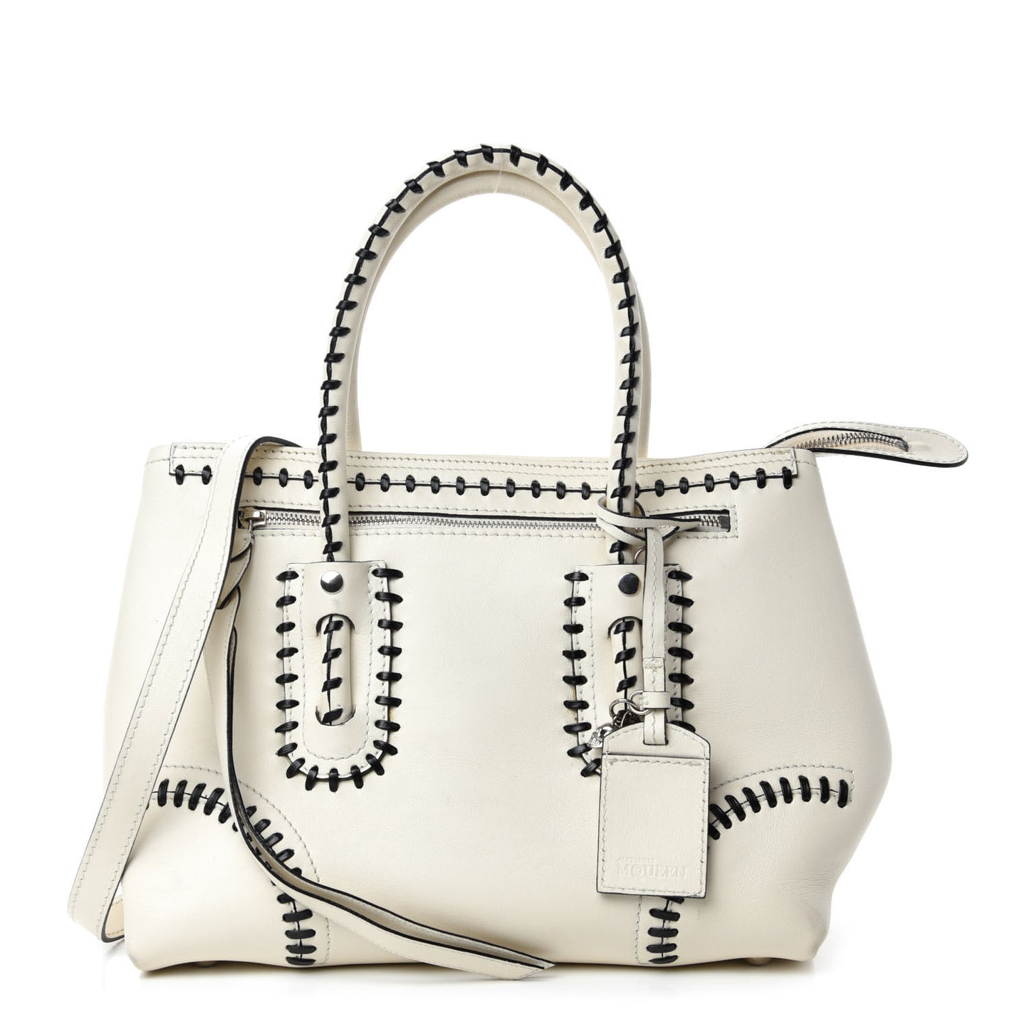 Calfskin Whipstitch Folk Tote White