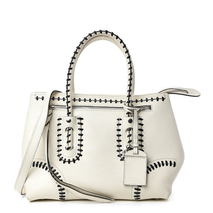Alexander McQueen Calfskin Whipstitch Folk Tote White 1 of 22