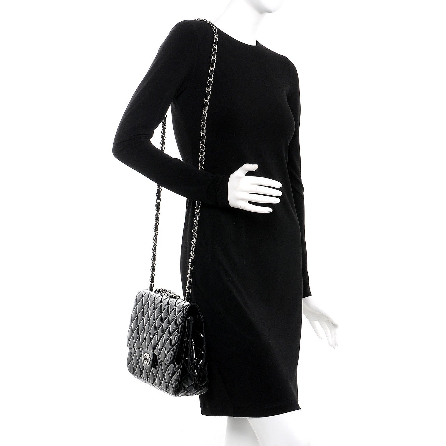 Chanel Patent Quilted Jumbo Single Flap Black 2 of 11