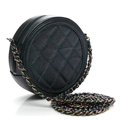 Chanel Iridescent Caviar Quilted Round Filigree Crossbody Dark Turquoise 3 of 11
