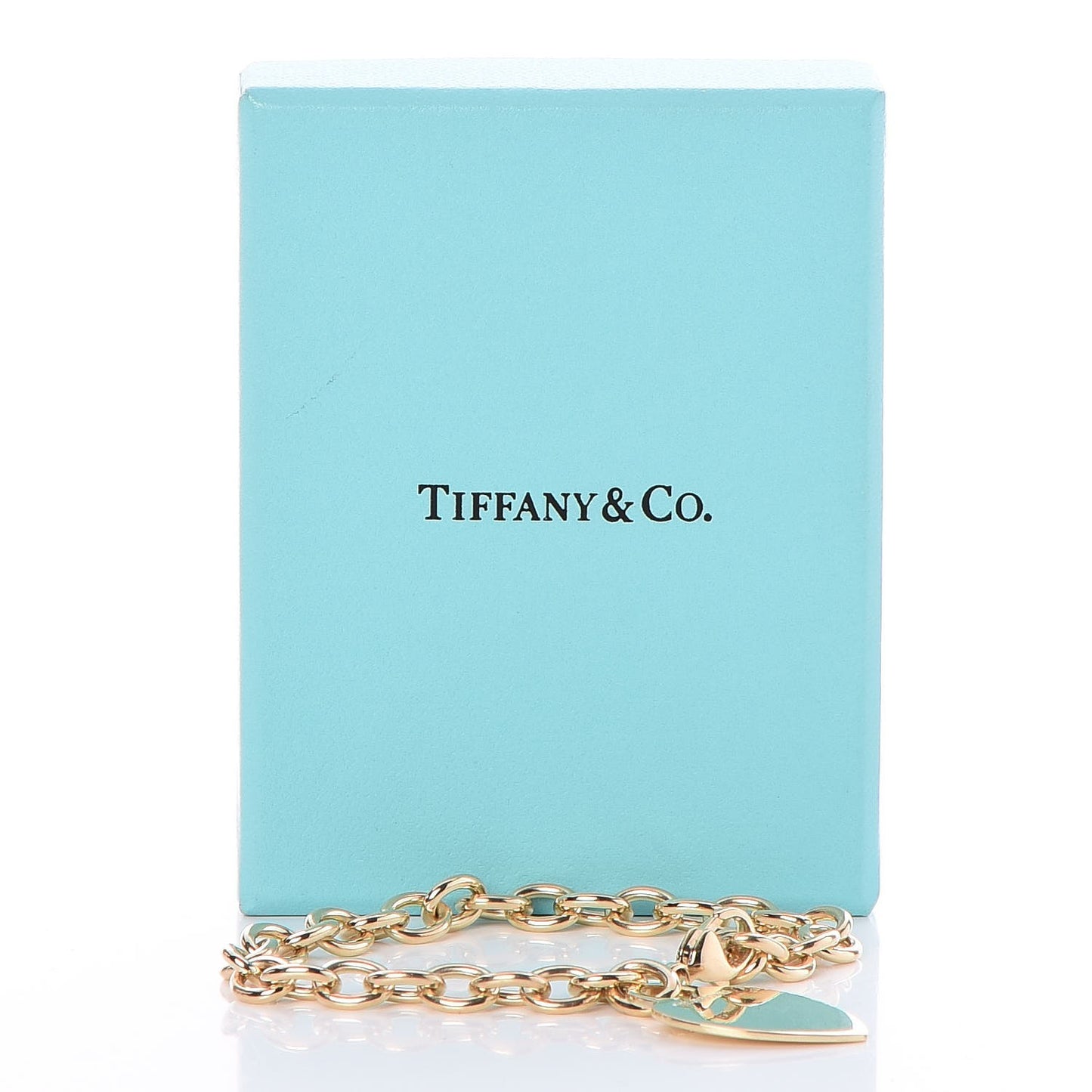18K Yellow Gold Heart Tag Charm Bracelet