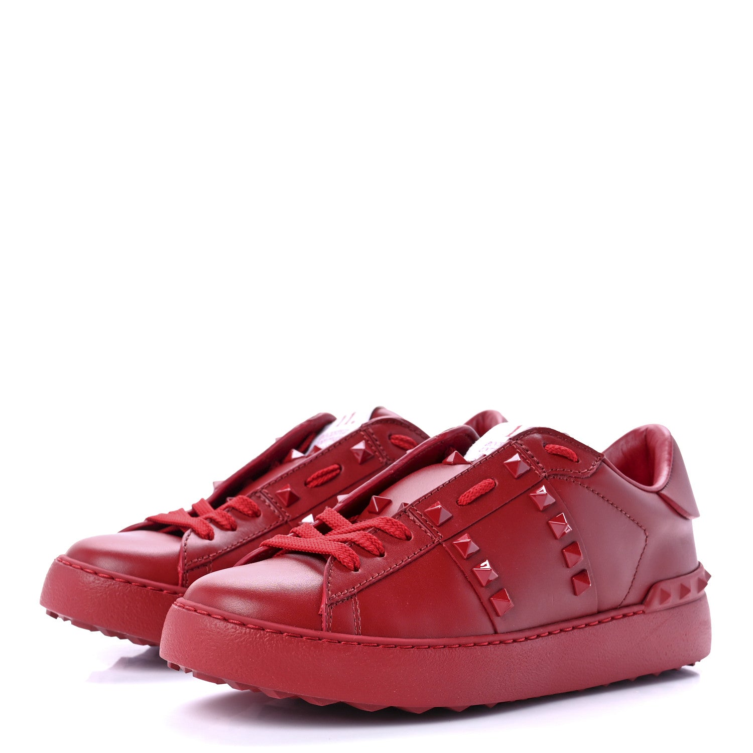 Valentino Garavani Calfskin Rockstud Untitled Open Sneakers 36.5 Red 3 of 8