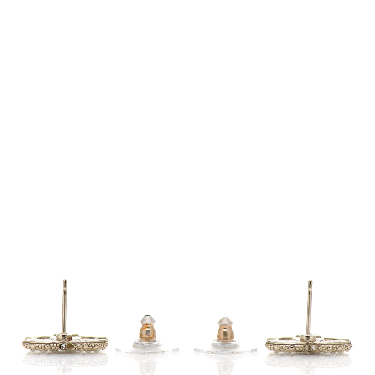 Chanel Pearl Crystal CC Earrings Light Gold 3 of 4