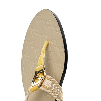 Gucci Guccissima Web Interlocking G Thong Sandals 39.5 Beige 10 of 11