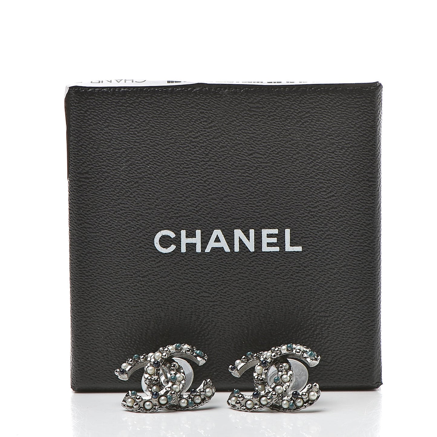 Pearl Resin Bead CC Earrings Silver Marine