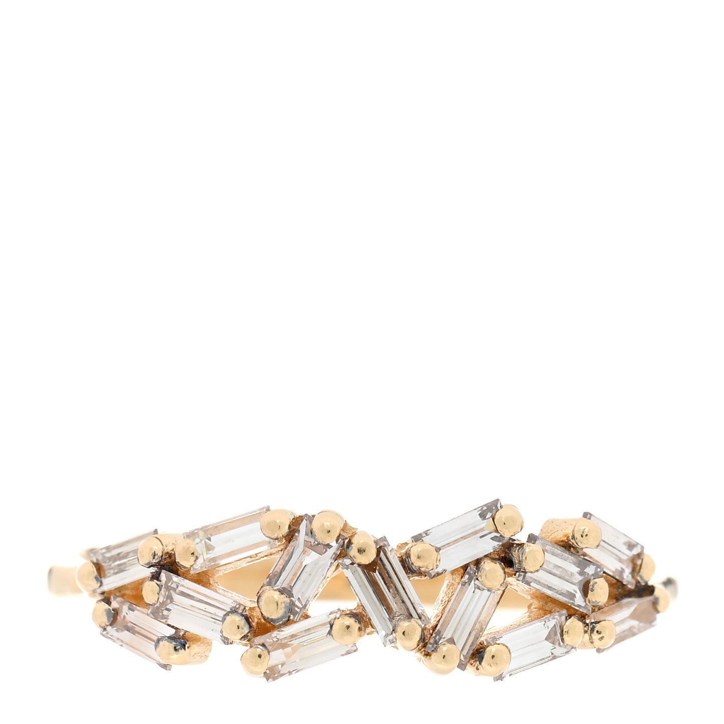 18K Yellow Gold Diamond Baguette Fireworks Ring 55 7.25
