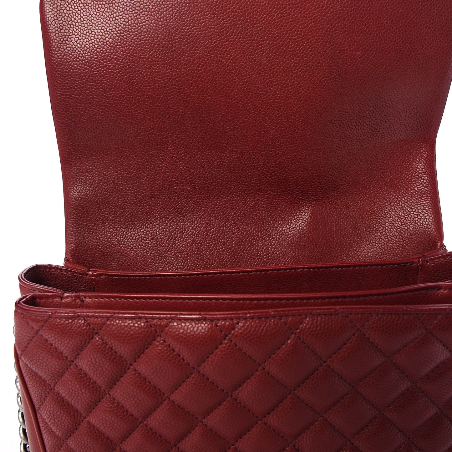 Caviar Quilted Medium Rock In Rome Single Flap Burgundy
