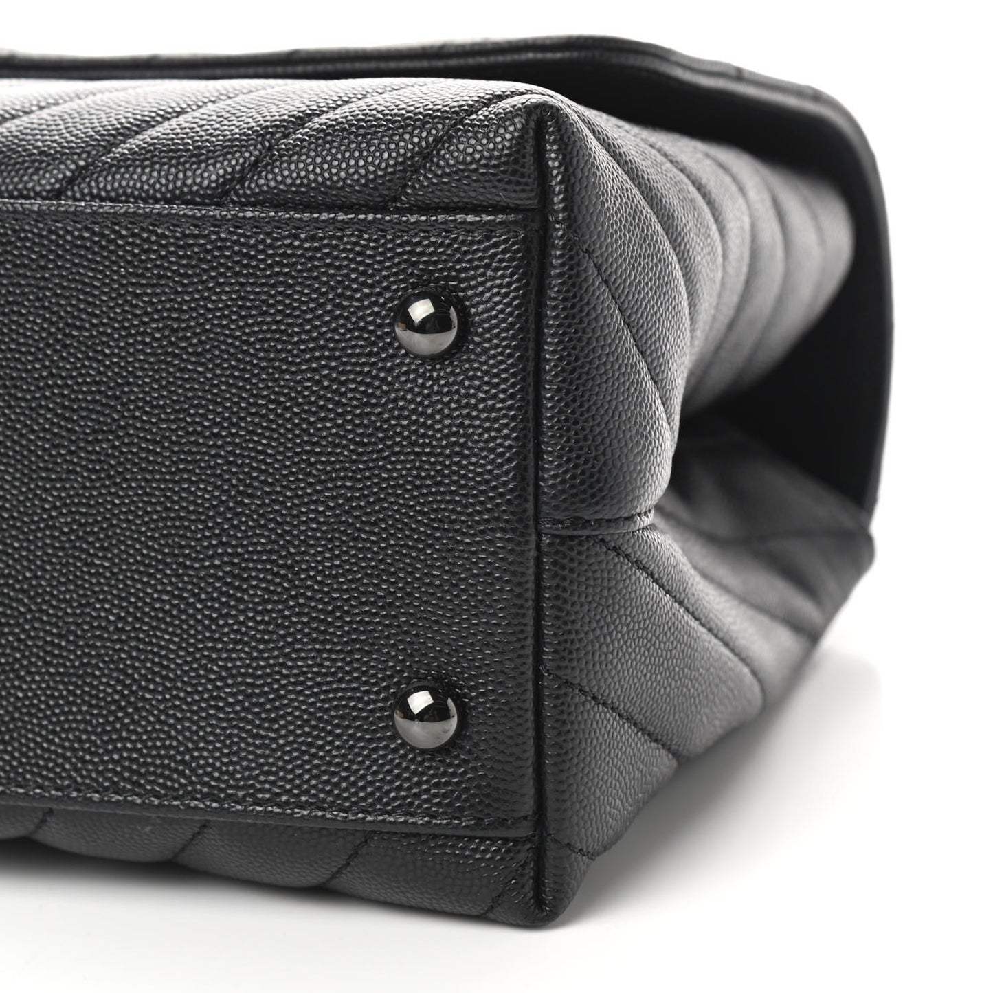 Caviar Chevron Quilted Small Coco Handle Flap So Black