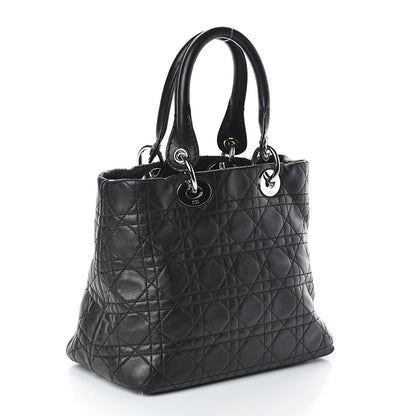 Christian Dior Lambskin Cannage Small Soft Lady Dior Tote Black 2 of 7