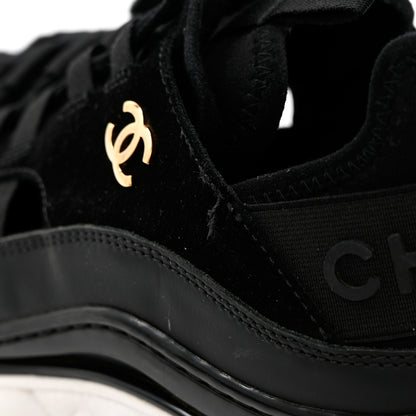 Chanel Fabric Calfskin Suede CC Sneakers 37.5 Black 11 of 16