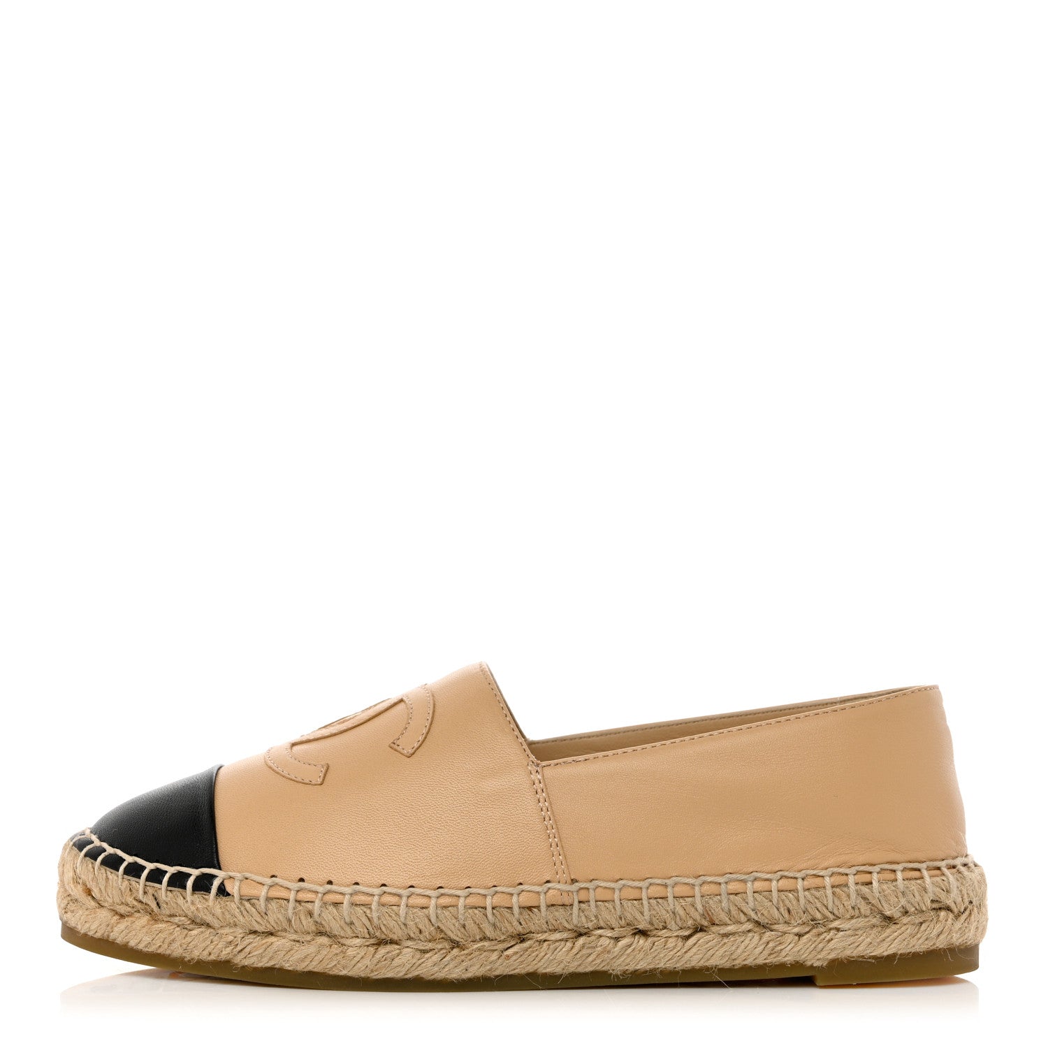 Chanel Lambskin CC Espadrilles 36 Beige Black 1 of 12