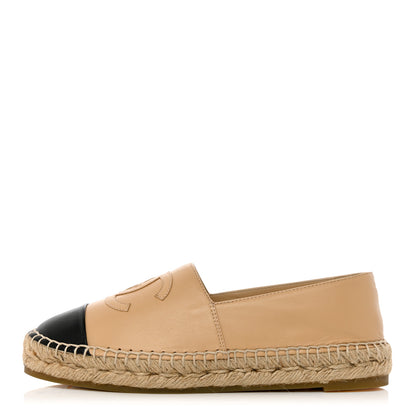 Chanel Lambskin CC Espadrilles 36 Beige Black 1 of 12