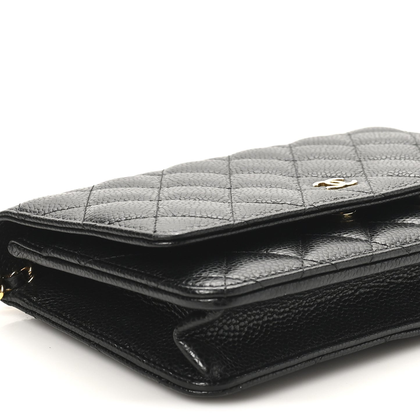 Caviar Quilted Wallet on Chain WOC Black