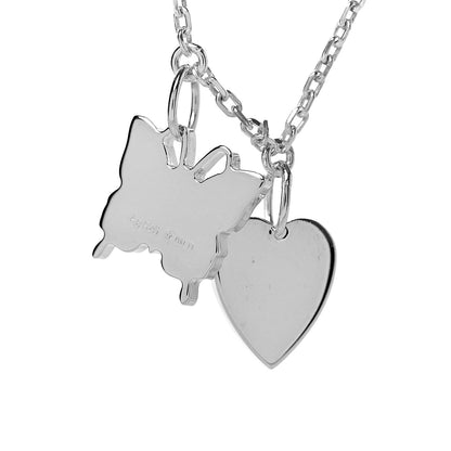 Gucci Sterling Silver Trademark Butterfly Heart Charm Pendant Necklace 5 of 7