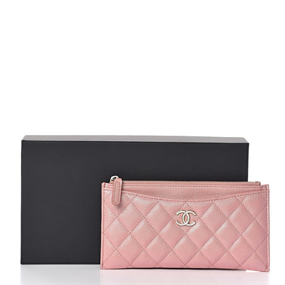 Chanel Iridescent Caviar Quilted Classic Zip Pouch Rose Pink 8 of 8