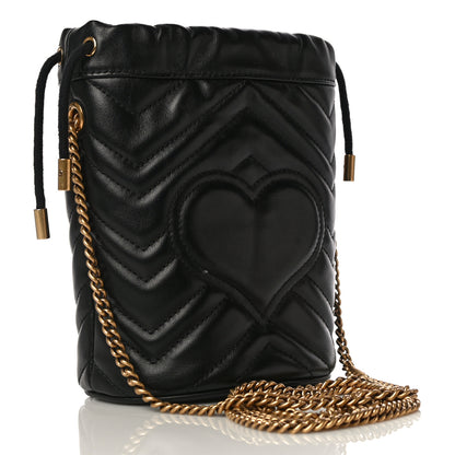 Gucci Calfskin Matelasse Mini GG Marmont 2.0 Bucket Bag Black 3 of 11