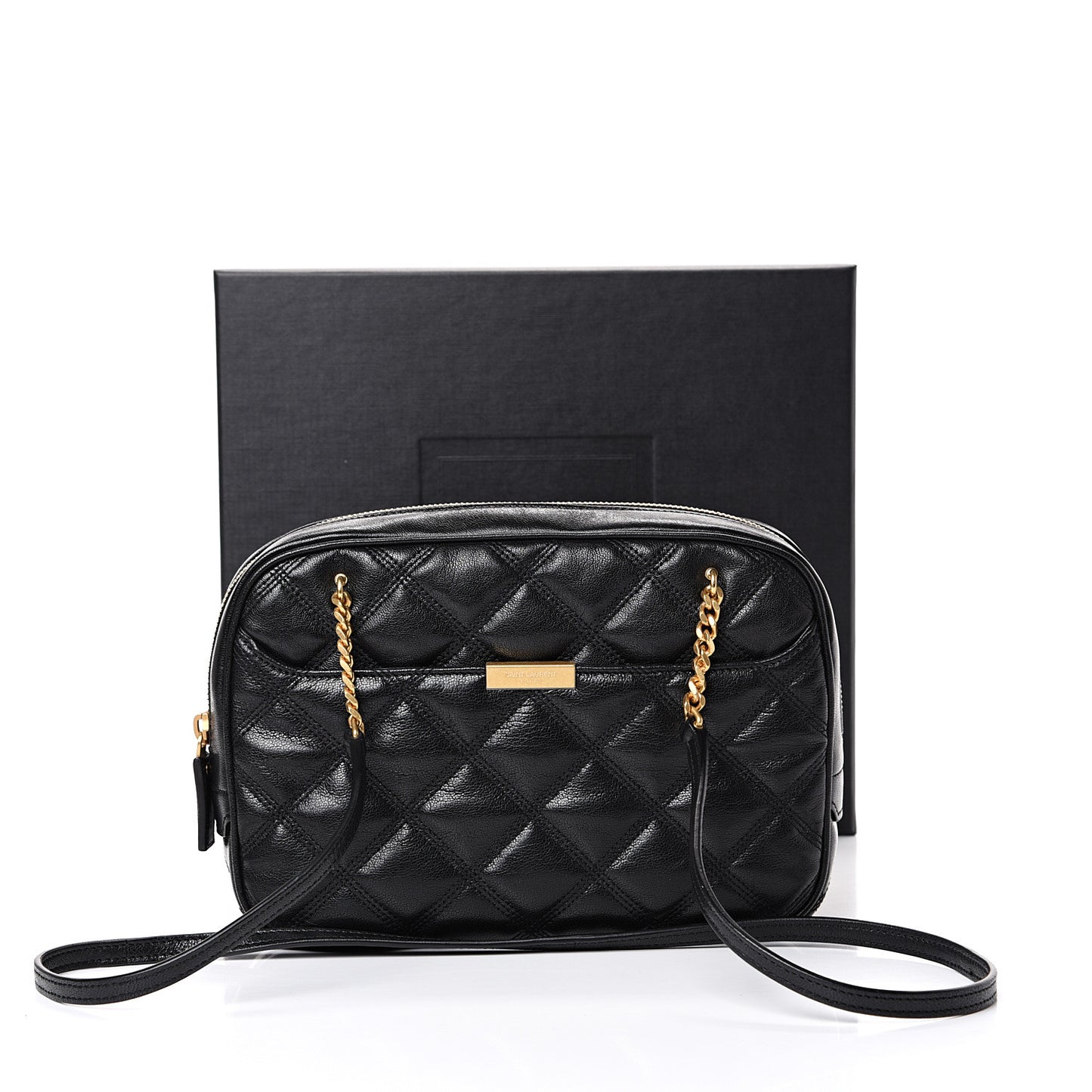 Lambskin Quilted Becky Camera Shoulder Bag Black