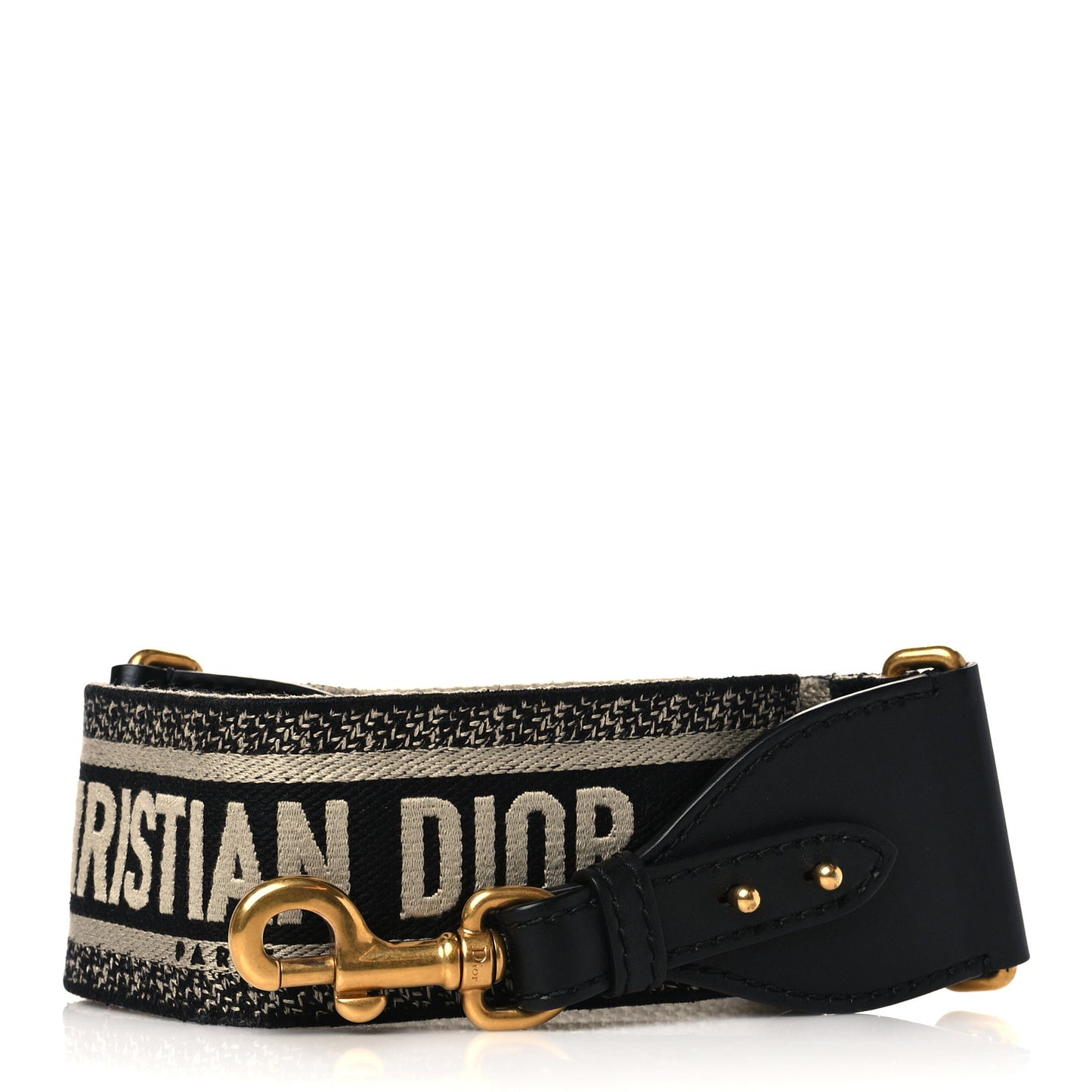 Canvas Embroidered Shoulder Strap Black