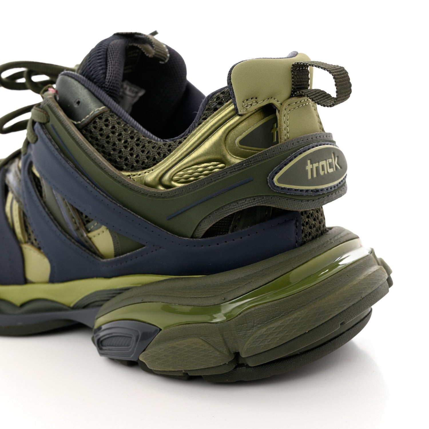Balenciaga Mesh Rubber Tri-Color Womens Track Sneakers 38 Kaki Dark Grey Green 9 of 11