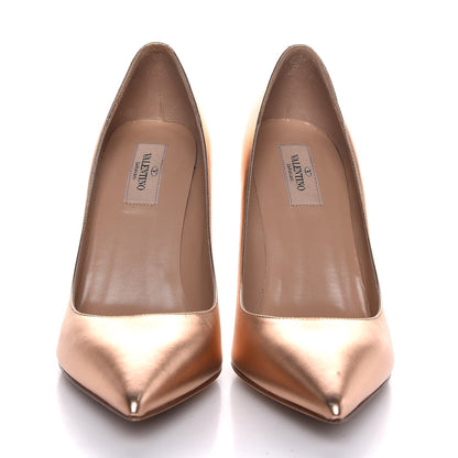 Valentino Garavani Metallic Nappa Rockstud New Plain 100mm Pumps 39.5 Rame 2 of 14