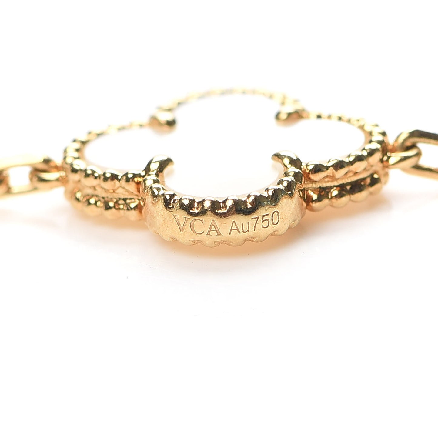 18K Yellow Gold Mother of Pearl 10 Motifs Vintage Alhambra Necklace