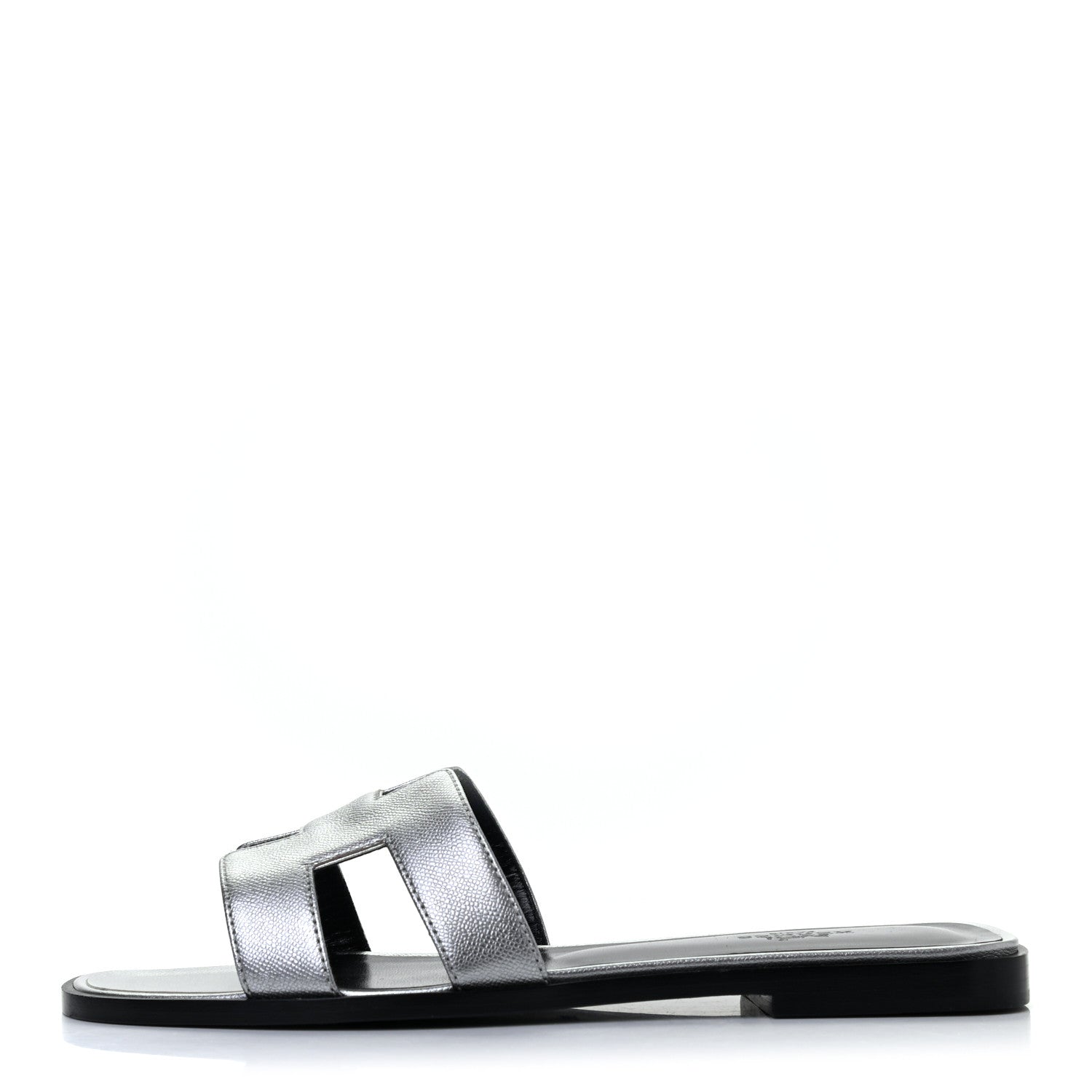 Hermes Metallic Epsom Oran Sandals 38 Gris Argente 1 of 8