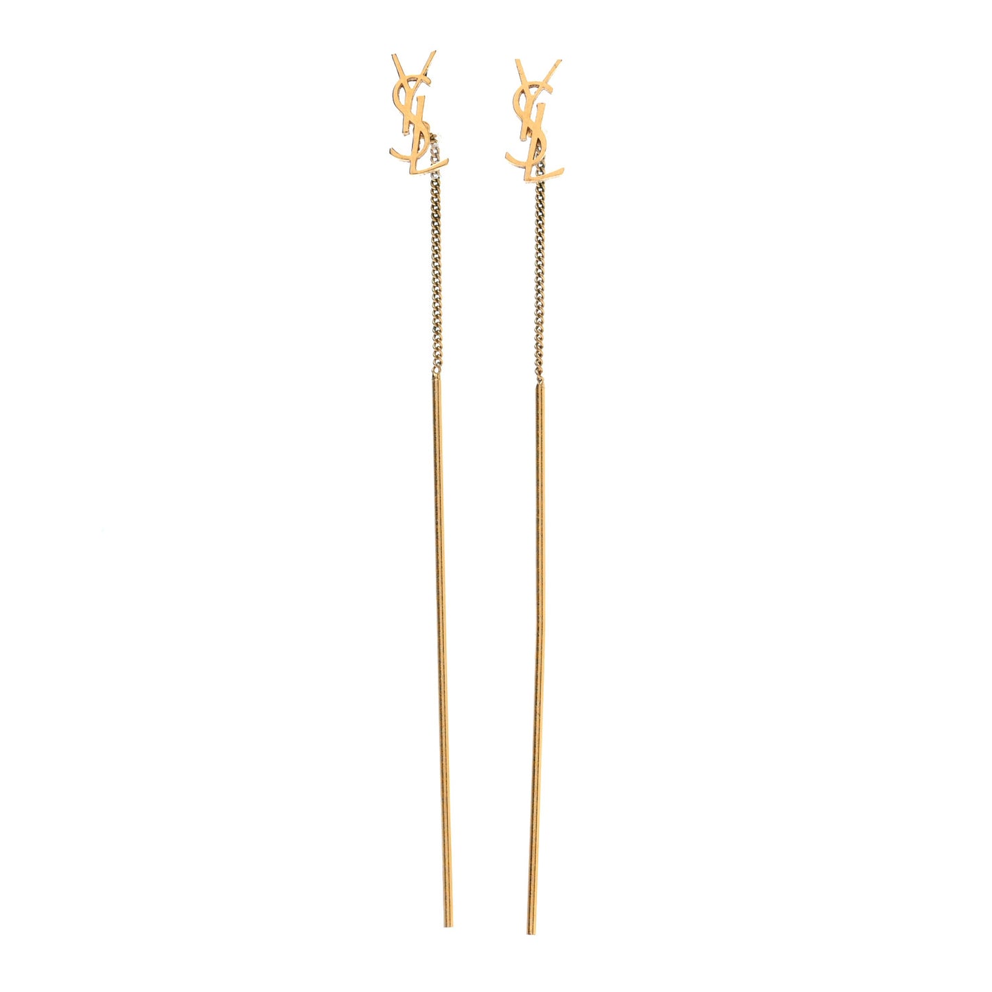 Metal Monogram Pendant Threader Earrings Gold
