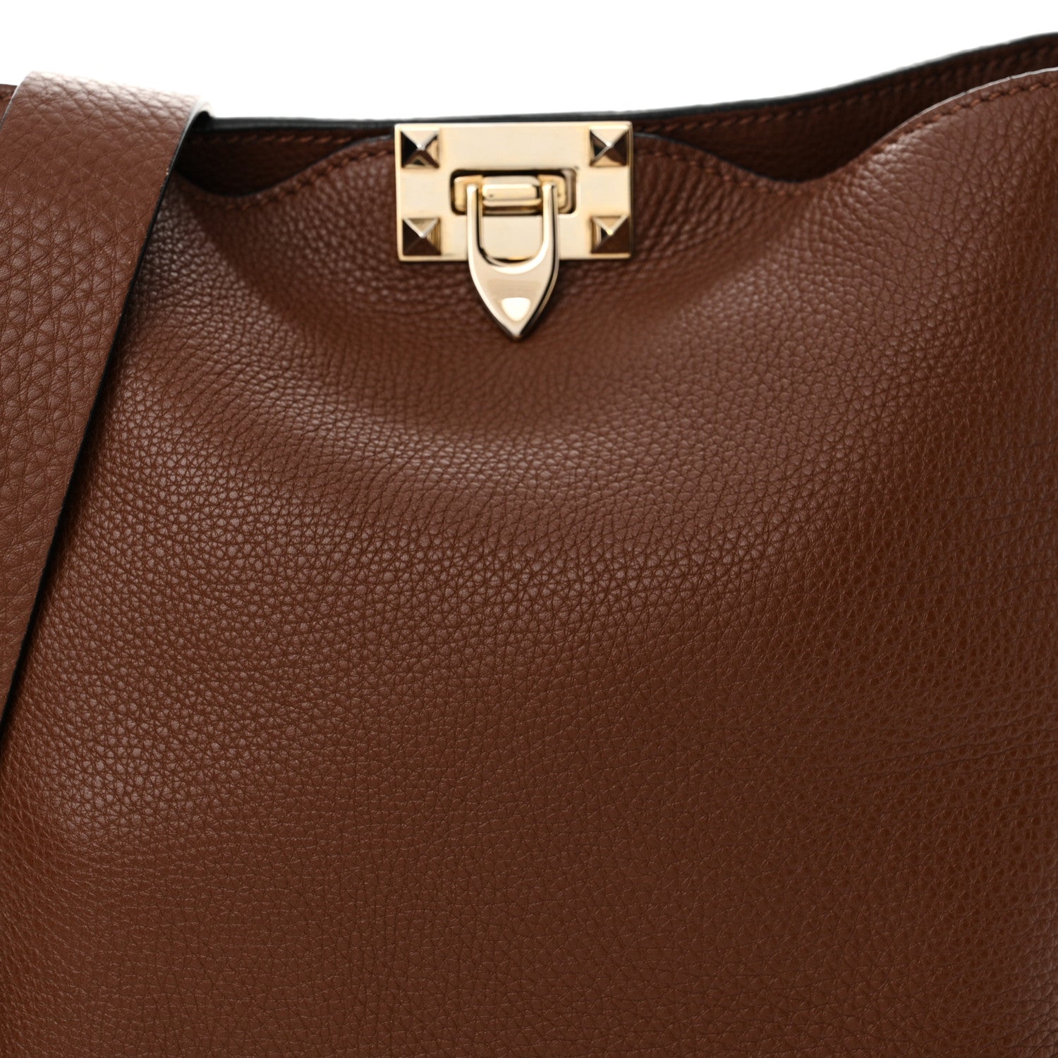 Valentino Garavani Pebbled Calfskin Small Rockstud Flip-Lock Messenger Bag Light Brown 7 of 11