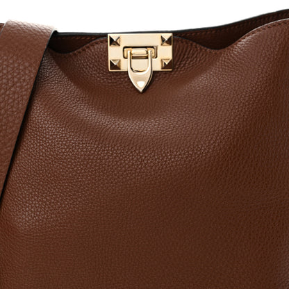 Valentino Garavani Pebbled Calfskin Small Rockstud Flip-Lock Messenger Bag Light Brown 7 of 11