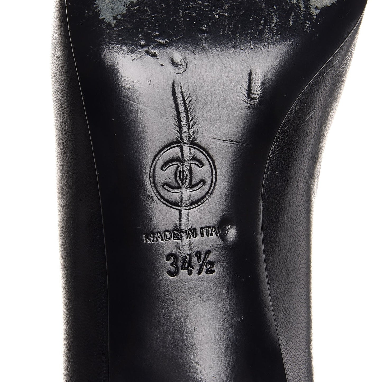 Lambskin Satin CC Cap Toe Kitten Heel Pumps 34.5 Black