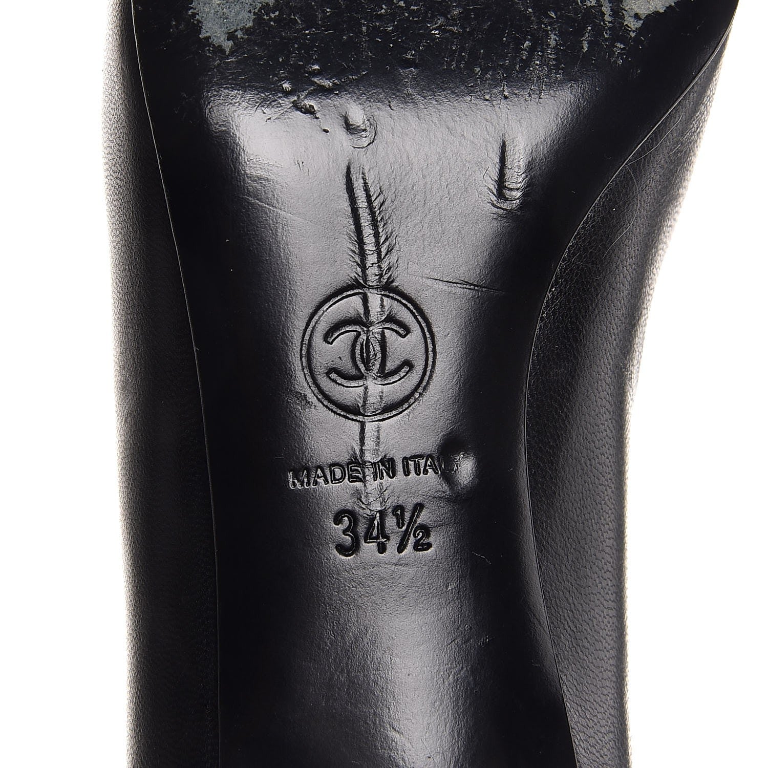 Chanel Lambskin Satin CC Cap Toe Kitten Heel Pumps 34.5 Black 8 of 12